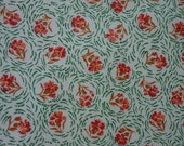 Nice Vintage Feedsack Fabric 23 x 36 quot Small Print Carnations in Orange,Rust with Green Circles