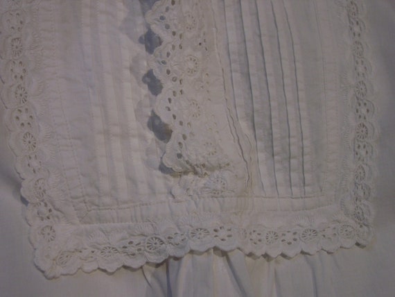 Pretty Antique Edwardian Night Gown White Cotton … - image 6