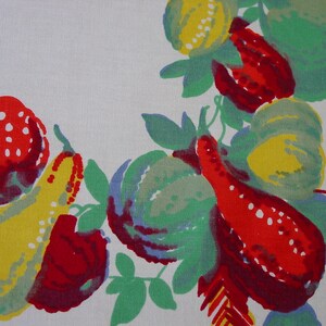 Super Vintage Wilendur Tablecloth Manjares 49 x 54 Bright Gourds, Pottery and Stripe Fiesta Time image 4