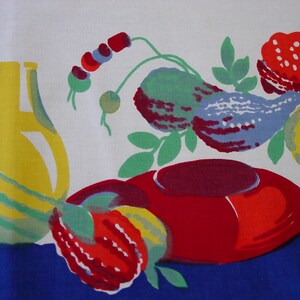 Super Vintage Wilendur Tablecloth Manjares 49 x 54 Bright Gourds, Pottery and Stripe Fiesta Time image 5