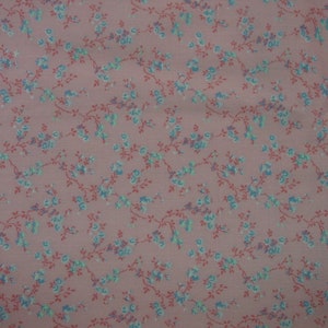 Lovely Vintage Cotton Fabric 3 1/3 Yards, 45" Wide Soft Pink, Tiny Blue, White Flowers