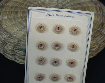 Vintage Card Buttons, 12 Small Tan Pie Crust Look 7/16", Doll Clothes