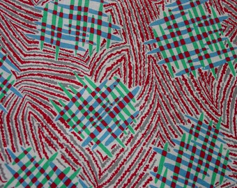 Fun Vintage Feedsack 20 x 36 1/2" Bright and Abstract Designs Blue, Green, Burgundy, Grey (2 Available)