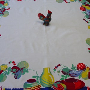 Super Vintage Wilendur Tablecloth Manjares 49 x 54 Bright Gourds, Pottery and Stripe Fiesta Time image 2