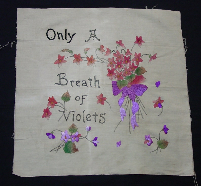 Vintage/Antique Motto Victorian Pillow Top to Finish Embroidery Only a Breath of Violets image 1