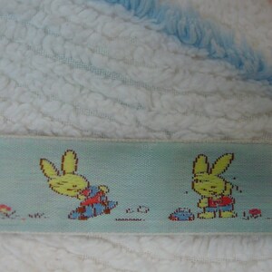 Sweet Vintage Embroidered Ribbon Trim Light Blue with Bunnies 3/4&quot; Wide 12 Yds,Available