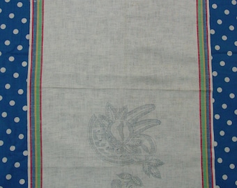 Cute Vintage Kitchen Towel Stamped for Embroidery Colorful Border Stripes 16 x 23 1/2"