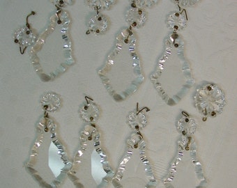 7 Gorgeous Chandelier Crystal Glass Drops Faceted Cut 2 1/16" Flower Shape Trim