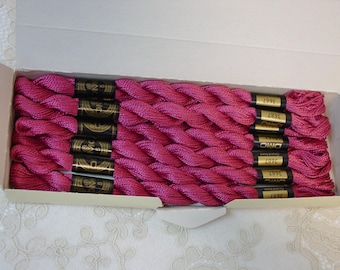 Vintage DMC Perle Cotton Thread No.5 Color # 3687 In Original Box 8 Skeins Made in France
