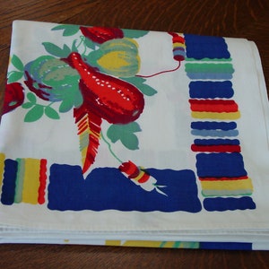 Super Vintage Wilendur Tablecloth Manjares 49 x 54 Bright Gourds, Pottery and Stripe Fiesta Time image 9