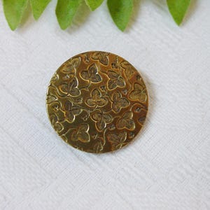 Antique Shiny Gold Metal Button 1&quot; Ivy Leaf Paris Back Mark