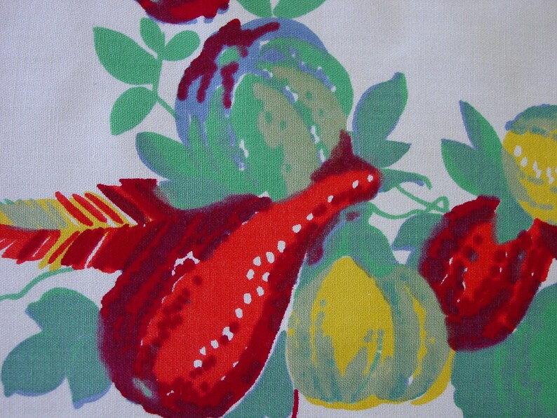 Super Vintage Wilendur Tablecloth Manjares 49 x 54 Bright Gourds, Pottery and Stripe Fiesta Time image 6