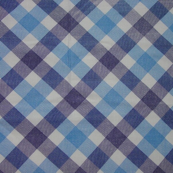 Vintage Feedsack, Fabric, Blue Plaid,  37 x 43" Excellent