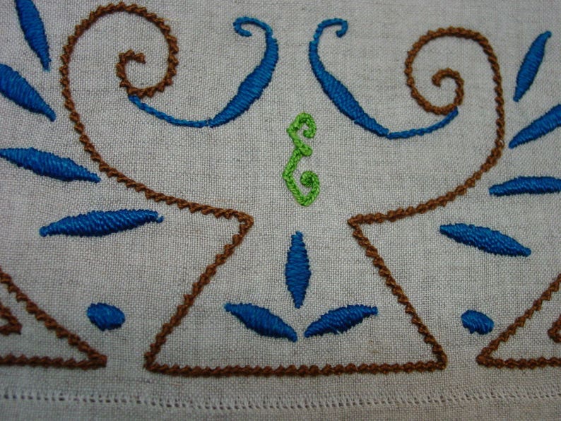 2 Antique Vintage Linen Pouches/Cases with Beautiful Embroidery, Monograms image 2