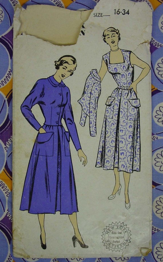 Vintage New York Pattern Dress Sz.16 Sun Dress, Jacket Vintage New York Pattern Dress Sz.16 Sun Dress, Jacket