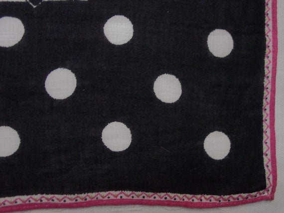 Pretty Vintage Hanky,Handkerchief  Black, White P… - image 3