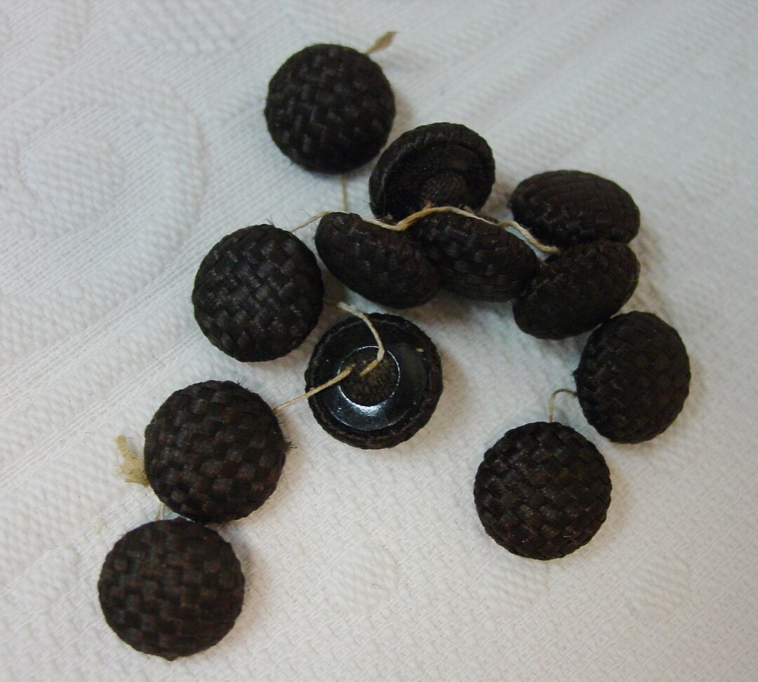 Brown - 1.5cm Handmade Fabric Button Small (Set Of 12) 60
