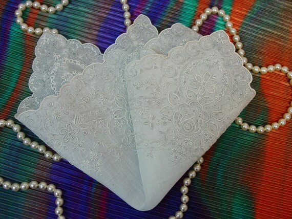 Exquisite Vintage Bridal Handkerchief Made in Mad… - image 8