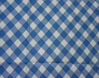 Nice Vintage Geometric Feedsack Fabric 21 x 37" Bold Blue Diagonal Check 2 Available