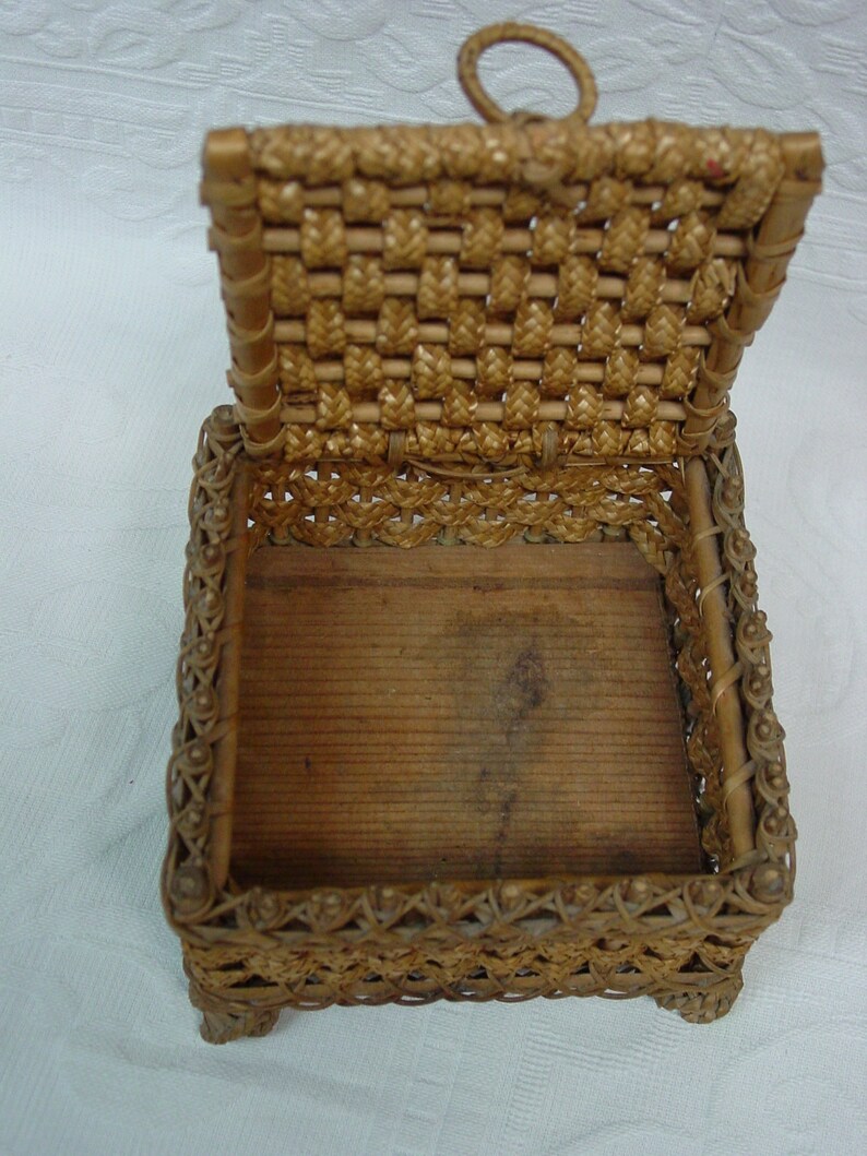 Antiquevintage Handmade Woven Box With Cover 5 1/4 X 3 Etsy