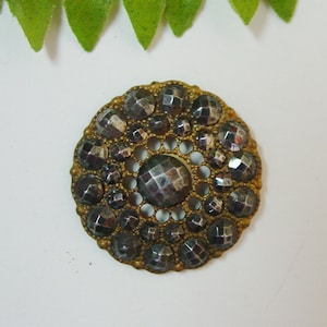 Lovely Antique Cut Steel Button with Open Work  1 1/8&quot;