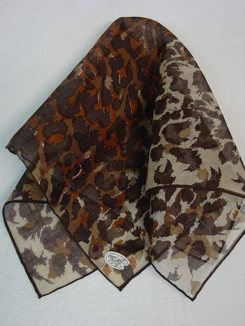 Shades of Brown Neat Vintage Hanky,Handkerchief 16 Unused with Labels Made in Japan Hand Painted
