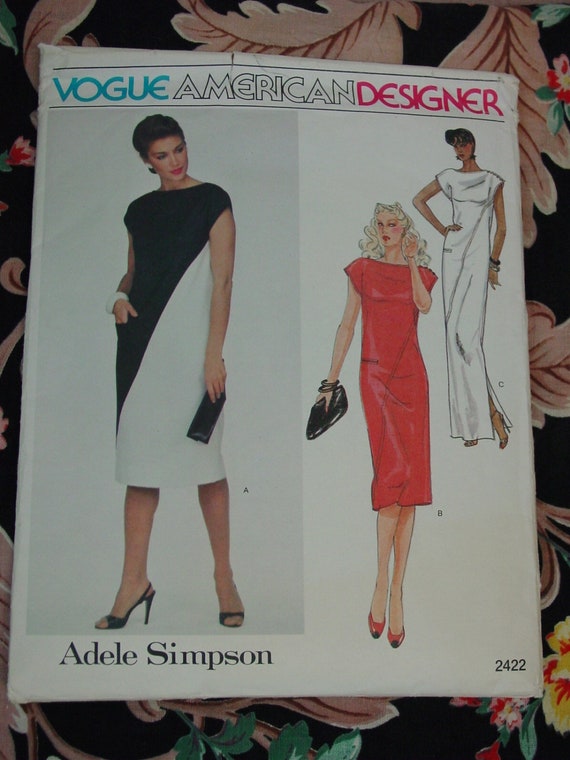 Vintage Pattern C.1980's Vogue American Designer Dress Adele Simpson Sz.10  - Etsy