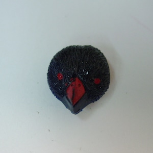 Vintage Realistic Plastic Button Owl Head, Painted Eyes, Beak