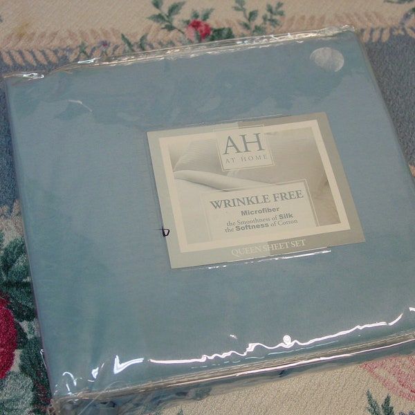 Lovely Queen Size Sheet Set HA (At Home) Pretty Blue Microfiber New in Package