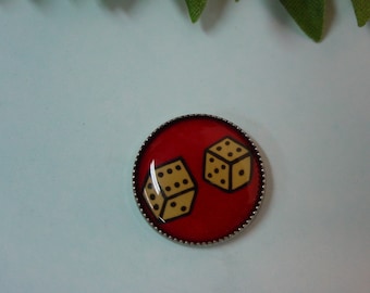 Fun Vintage Realistic Button Two Colorful Dice