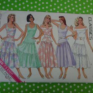 Vintage Butterick Pattern c.1987 No. 5663 Easy Classic Dress Sizes 8, 10, 12  Uncut