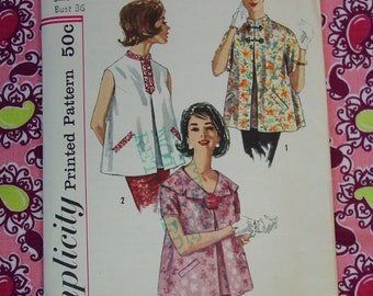 Vintage Pattern c.1960's Simplicity No. 3344 Maternity Tops Size 16