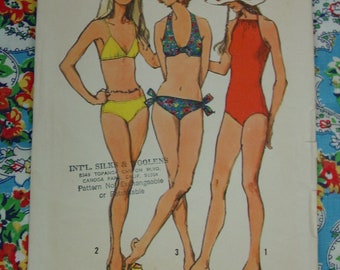 Vintage Pattern c.1972 Simplicity No.9933 Bathing Suits Size 10