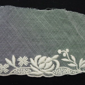 Gorgeous Vintage Soft Net Lace with Embroidered Edge 6 Yards Available 3" Wide