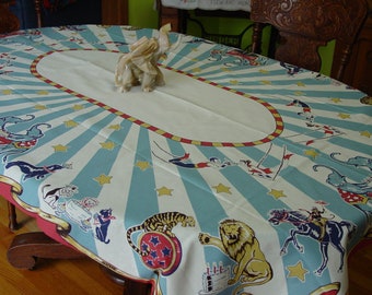 WOW Special Birthday Tablecloth Unused Orig. Pkg. Retired from Restoration Hdw. Circus Theme 50 x 70" Rare