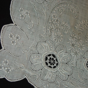 Embroidered Antique Hanky Made in Madeira Bridal, Wedding, Collectable 11 1/2&quot;