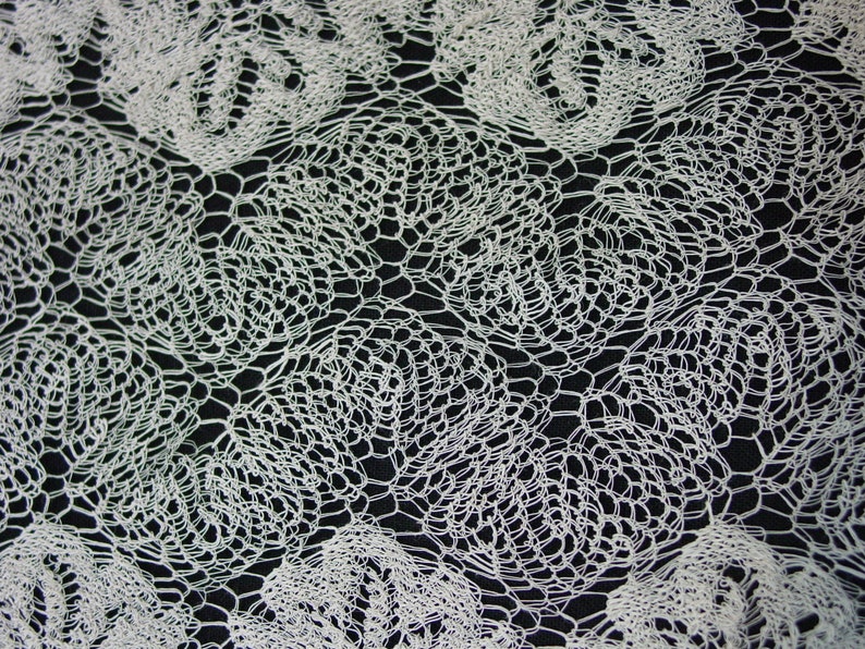 Doll Clothes VintageAntique Hand Made Knit Lace Shawl with Metallic Gold Threads As Is for Crafts Lots More
