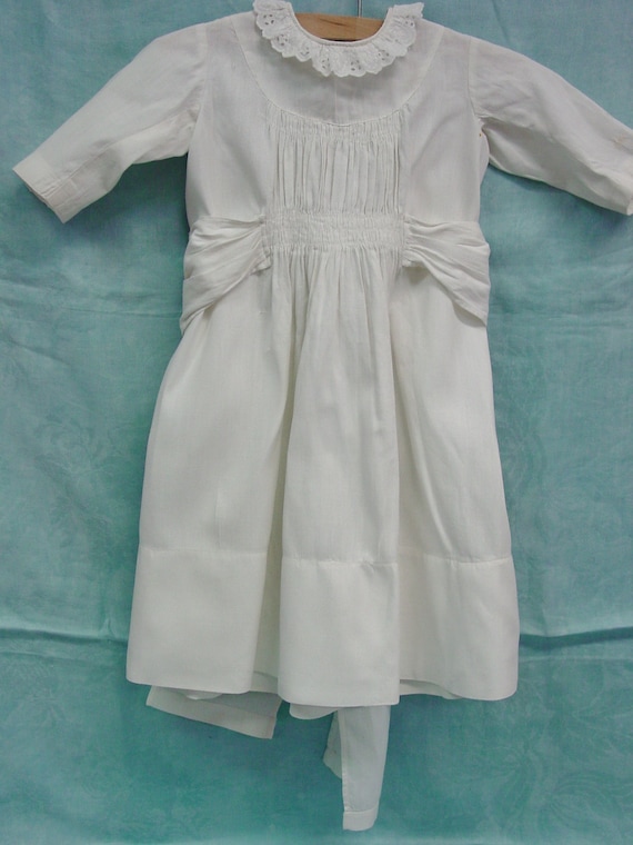 Fabulous Antique Little Girls Dress c.1900 White … - image 10