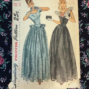vintage evening dress size 16 1940s Original Vintage Hollywood Pattern 1291 WWII Evening Gown Sz 34B –  Vintage4me2