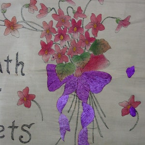 Vintage/Antique Motto Victorian Pillow Top to Finish Embroidery Only a Breath of Violets image 2