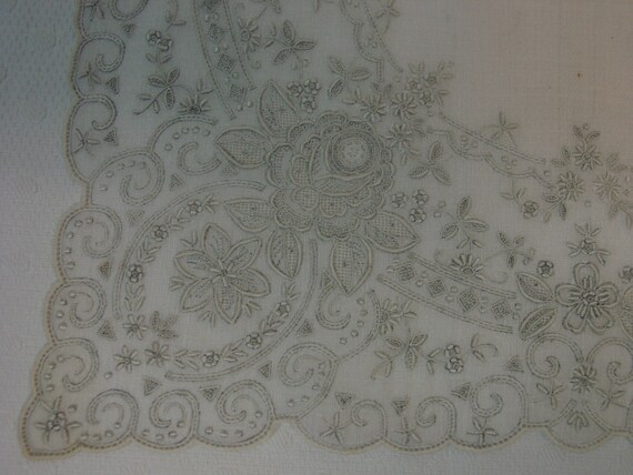 Exquisite Vintage Bridal Handkerchief Made in Mad… - image 3