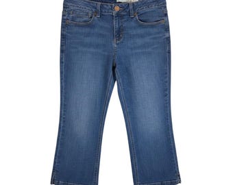 DKNY Jeans Capri-Denimhose, mittelhoch geschnitten, mittlere Waschung, Y2K-Blau, Größe 10