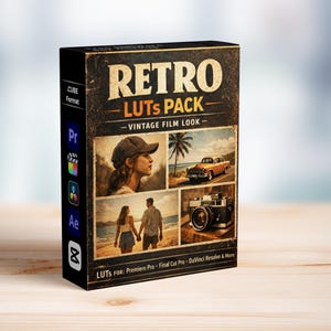 Retro LUTs Pack – Vintage Film Look, 90s Cinema Tones (Digital Download)