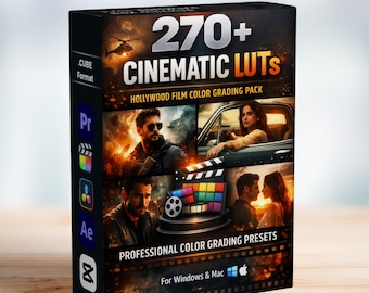 300+ Cinematic LUTs Pack – Hollywood Film Color Grading Presets (Digital Download)