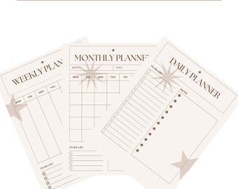Minimalist Planner Set, Digital Planner, Weekly Planner, Daily Planner, Monthly planner