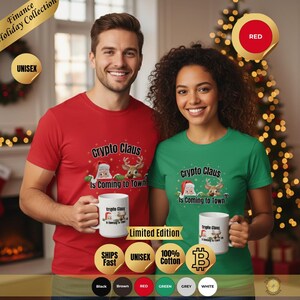"Crypto Claus komt naar de stad" Unisex grappig kerstshirt cadeau voor investeerders HODL BTC grappige cadeaus Kerstmis 2025
