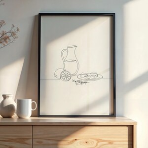 Food & Drink Line Art Print: Minimalist Kitchen Wall Decor (Digital Download)