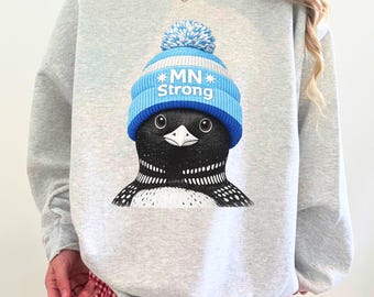 Funny Loon Sweatshirt, MN Strong, Minneapolis Shirt, Unisex Cotton Crewneck, Stupid Canadian Wolf Bird