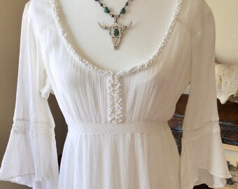 white 70s dress