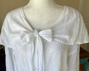 Vintage 70s Bow Blouse - Sheer Rayon / Beautiful Flow - Western  Romantic Prairie - Large